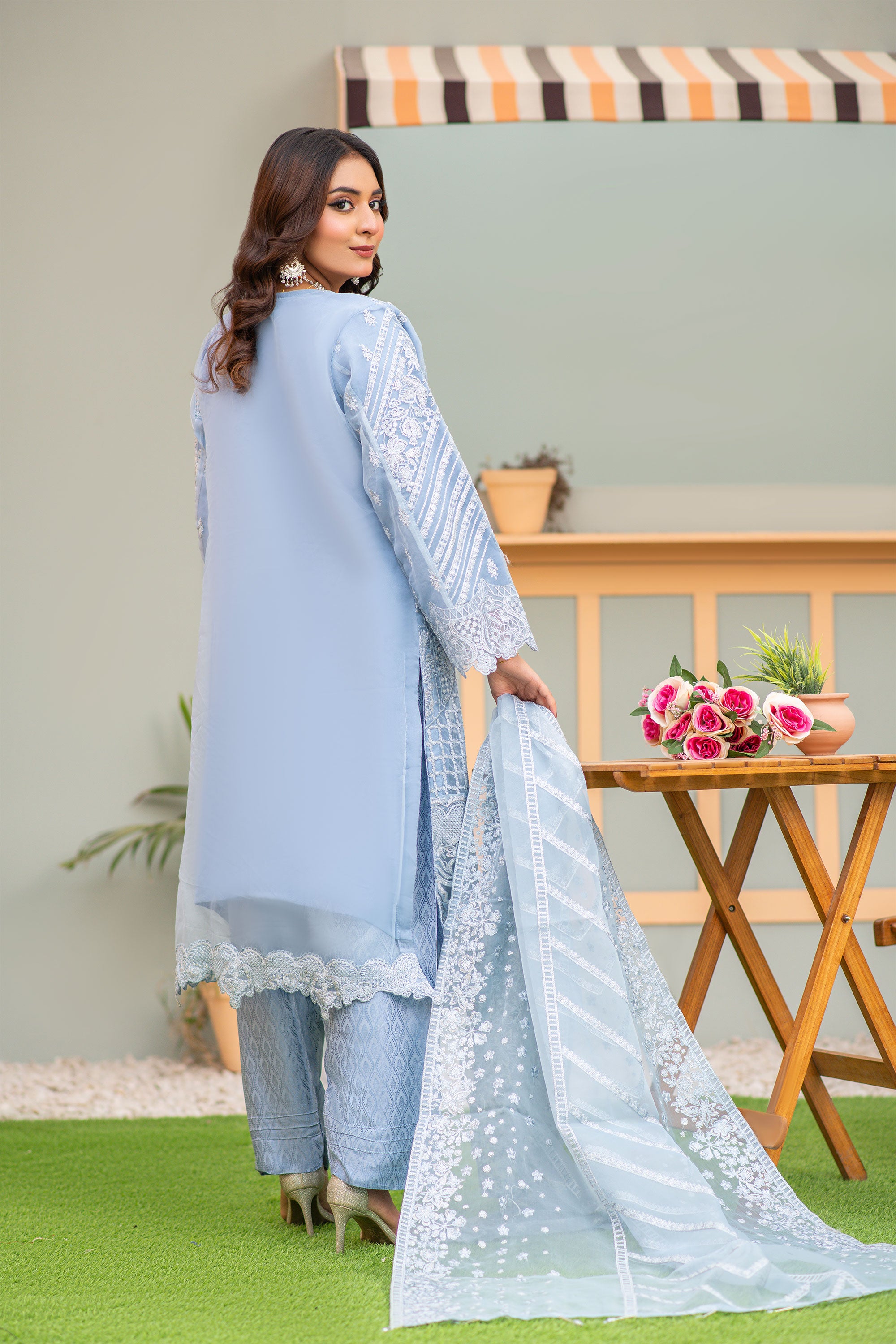 Sahiba Sky Blue - Semi Stitched - 160