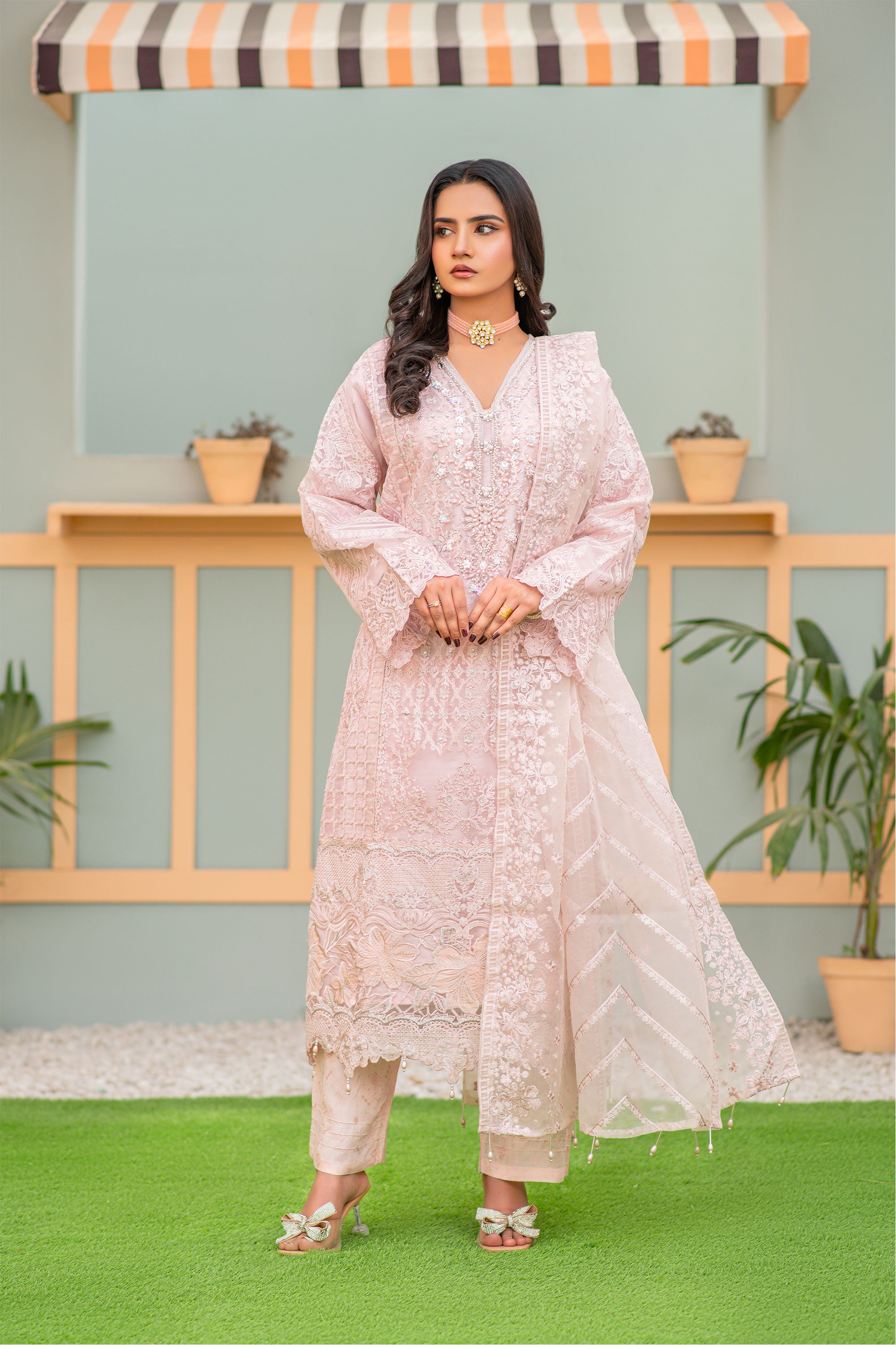 Sahiba Light Pink - Semi Stitched - 164